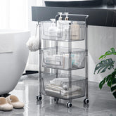 Kuber Industries Pack of 6 Multipurpose Trolley Storage Organiser | 3 Layer Shelf | Trolley with Wheels for Kitchen Accessories | Large Capacity, Easy installation, Space Saving | 2123 | Transparent